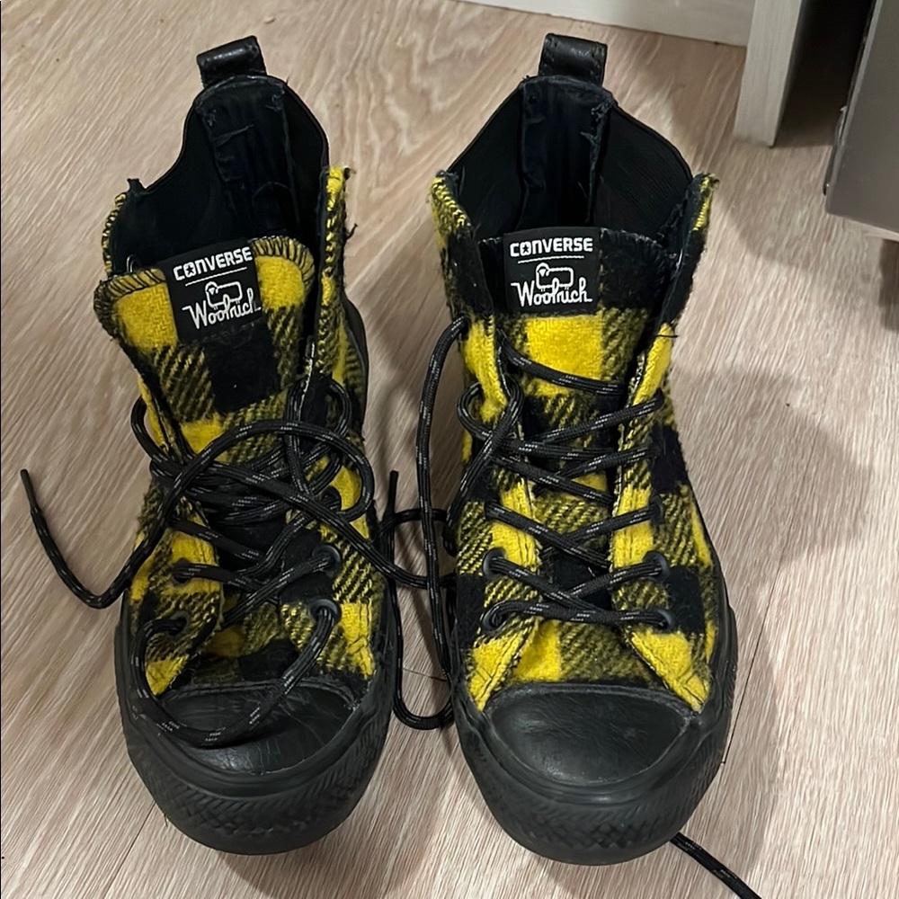 Converse Yellow and Black High-Top Sneakers with Rugged Sole **RARE